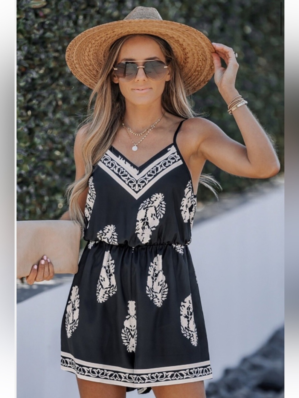 Cupshe Black & White Swim Coverup Romper
